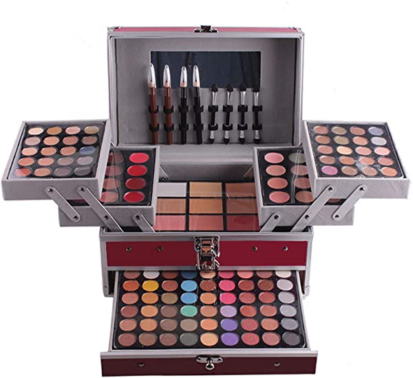 Joyeee 132 Colors All In One Makeup Gift Set, Carry All Makeup Kit with Reusable Aluminum Case, Eyeshadow, Lip Color, Blushes, Lipstick, Concealer, Eye & Lip Liner, Makeup Mirror, Girlfriend Gifts